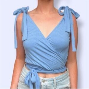 Free People Liz Sleeveless Wrap Crop Top Medium